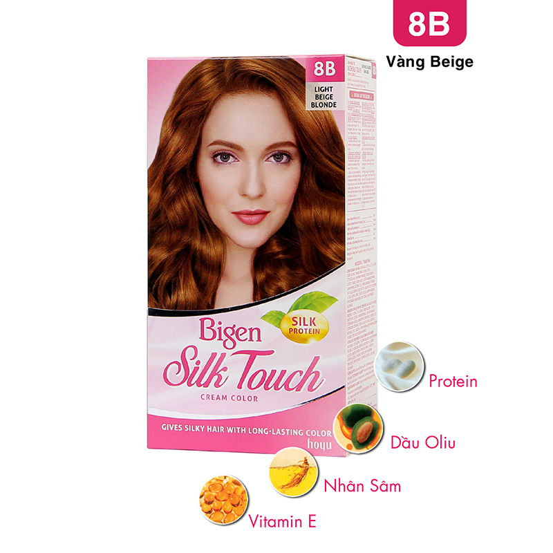 Thuốc nhuộm dưỡng tóc phủ bạc thảo dược Bigen Silk Touch Thương hiệu Nhật Bản Sắc Màu trẻ trung 80ml dạng kem - BST 8C