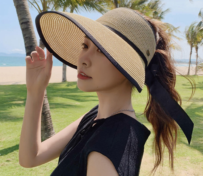 Mũ chống nắng rộng vành phong cách Hàn, nón nửa đầu rộng vành cao cấp