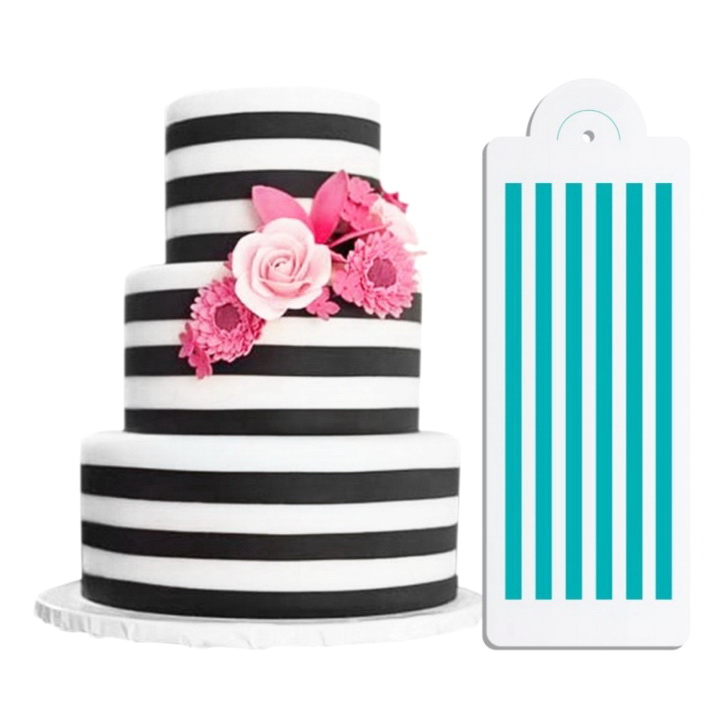 Khuôn rắc bột Stencil trang trí bánh, làm viền rau câu, Fondant hình sọc ngang kiểu Hàn Quốc – Mã số 1033