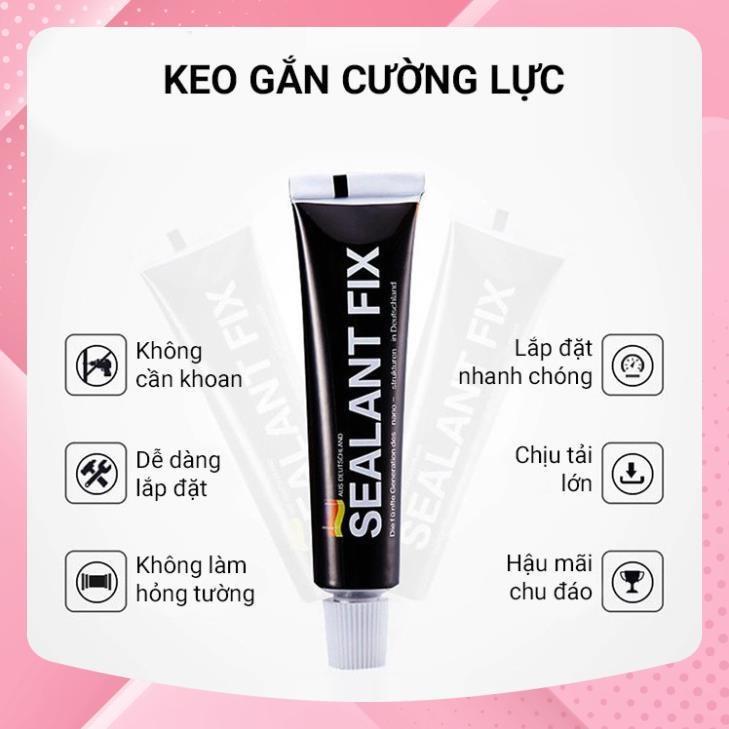 Kệ treo tường nhà bếp, phòng tắm, để gia vị đa năng bằng thép carbon không rỉ dán tường siêu chịu lực