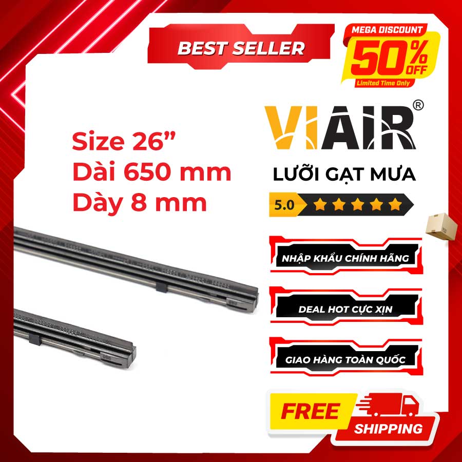 Combo 2 Lưỡi Gạt Mưa Loại A VIAIR R15 (26 Inch/650 mm)