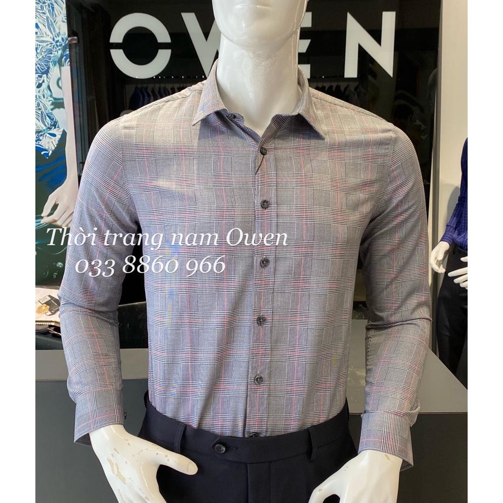 Hình ảnh OWEN - Áo sơ mi dài tay Owen SLIMFIT chất SỢI TRE kẻ ca rô xám 61051