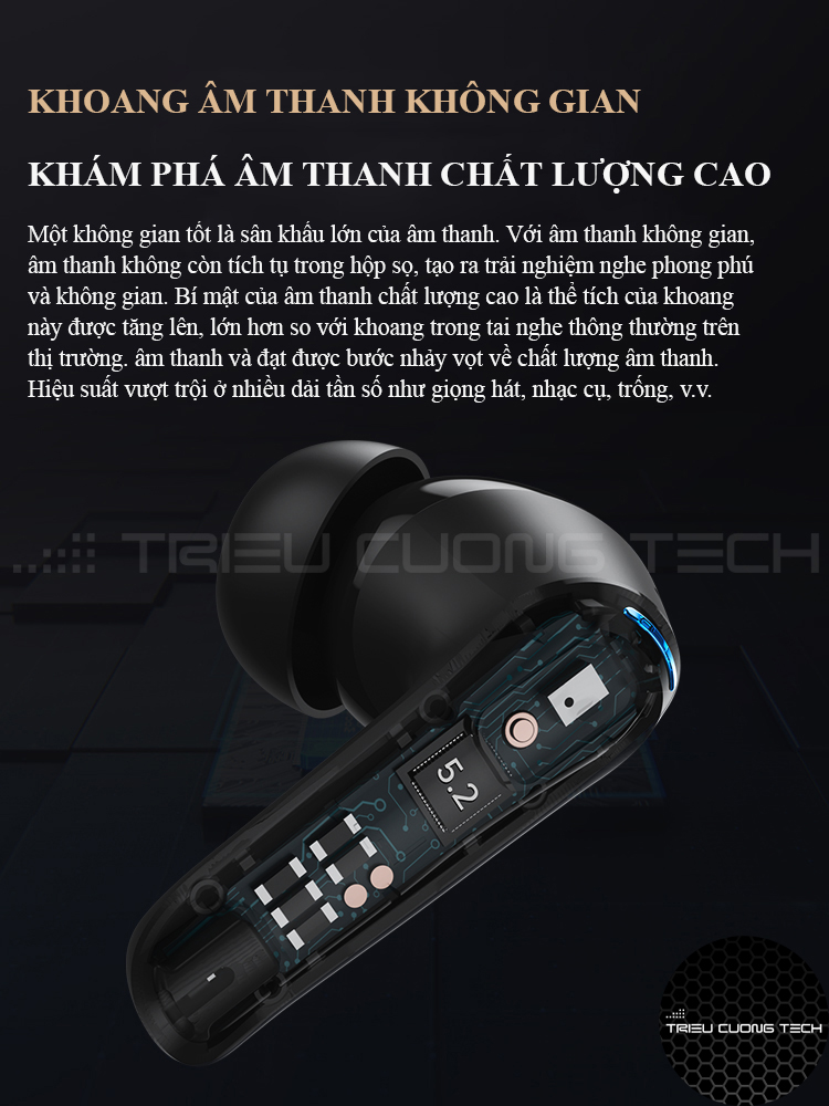 Tai Nghe Bluetooth True WIreless TWS Cảm Ứng TCT-S18 Chống Ồn ENC - Mic Đàm Thoại- Chế Độ Nhạc vs Gaming - Điều Chỉnh Tăng Giảm Âm Lượng - Hàng Chính Hãng