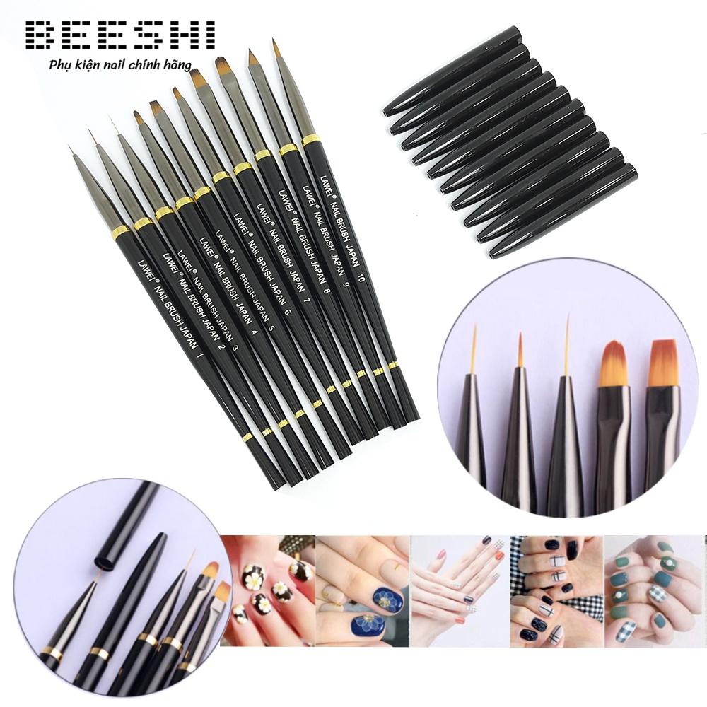 Set 10 cây cọ Lawei cao cấp beeshi shop nail