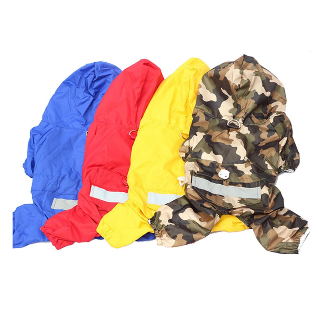 Fashion Dog Raincoat Jacket Pet Waterproof Reflective Rain Coat Hooded Clothes Apparel 4 COLORS 6 SIZES