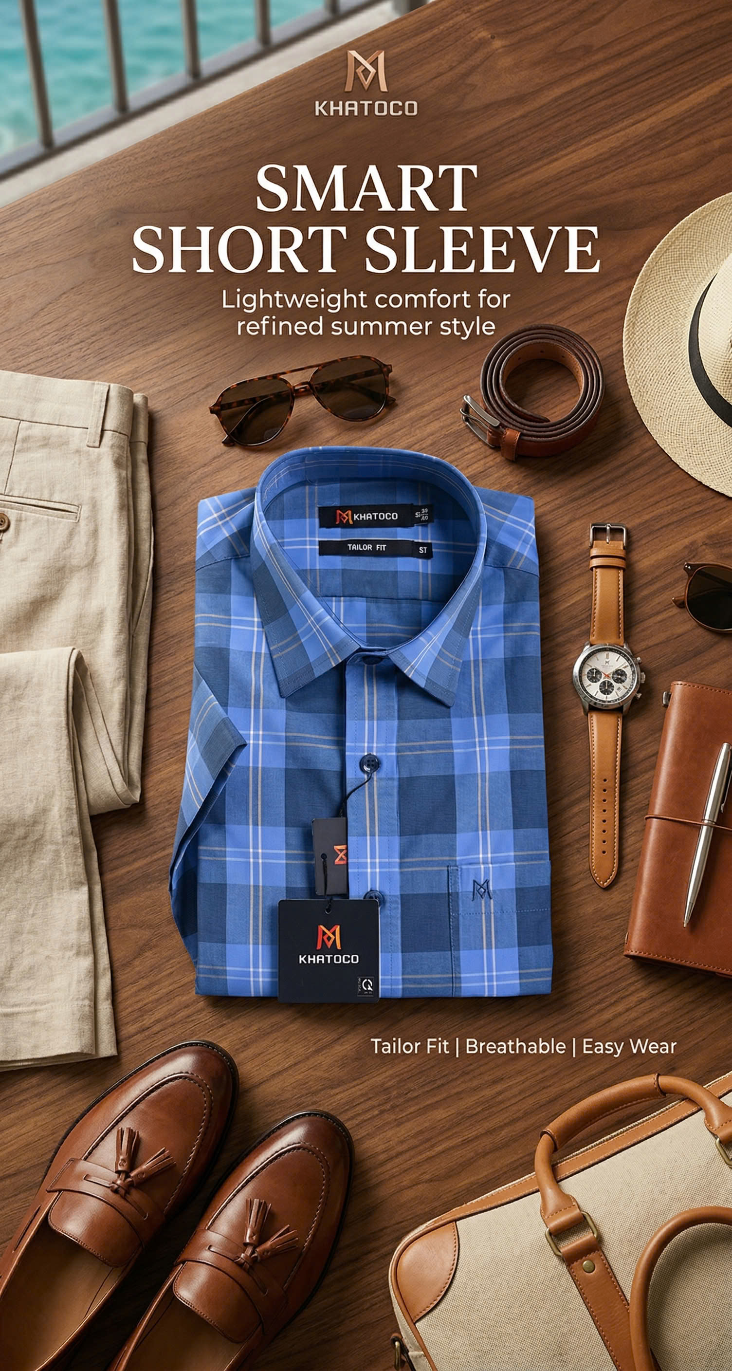 Áo sơ mi tay ngắn Khatoco Sale 20% 350K(Giá tem 438k)(S,2XL)