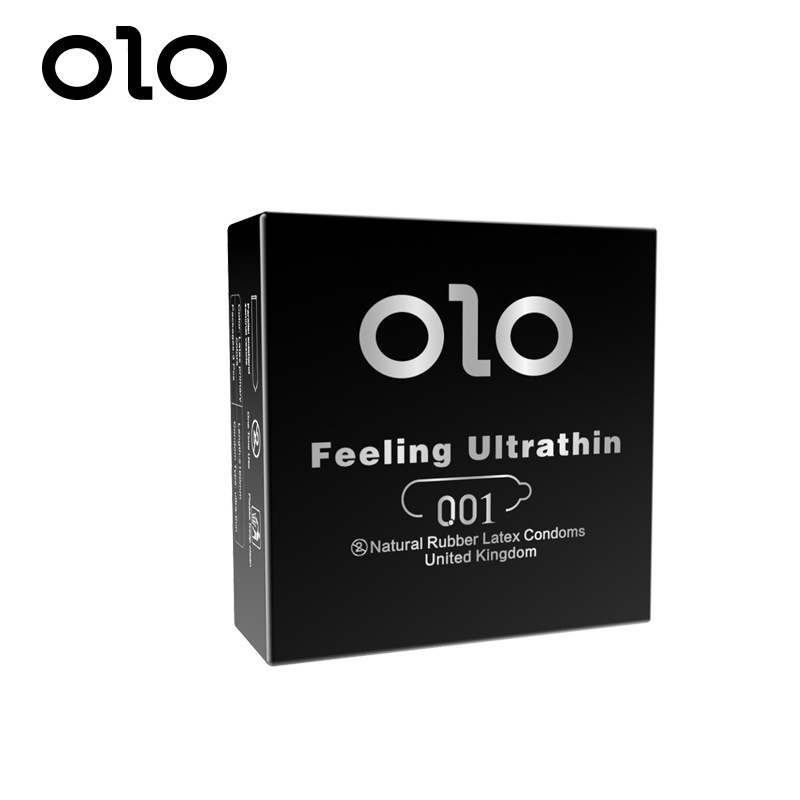 Bao cao su OLO siêu mỏng 0.01mm Feeling Ultra Thin màu đen - hộp 3 chiếc - olo_store