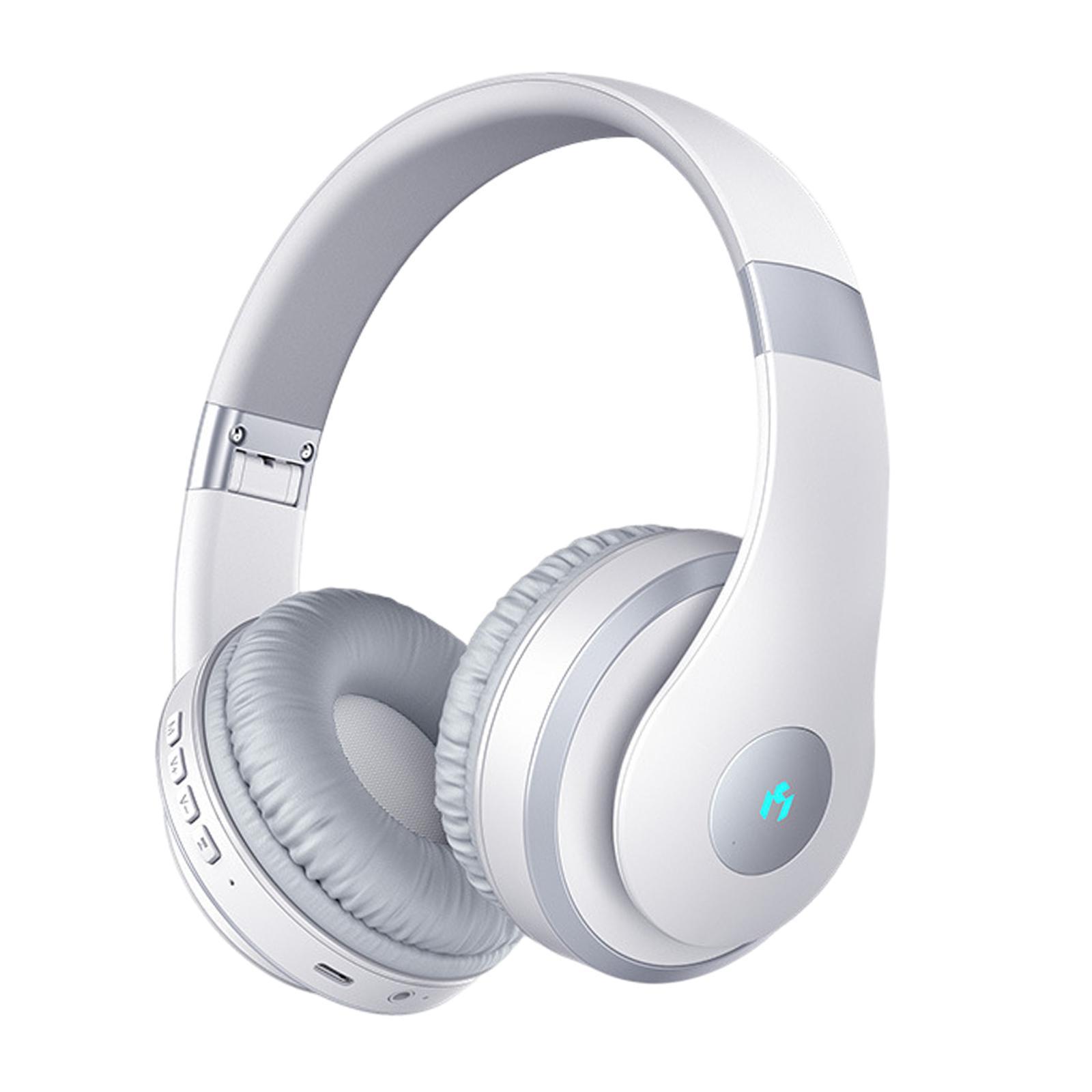 Bluetooth Headphones Wireless/Wired Deep Bass for Travel Home Office PC White