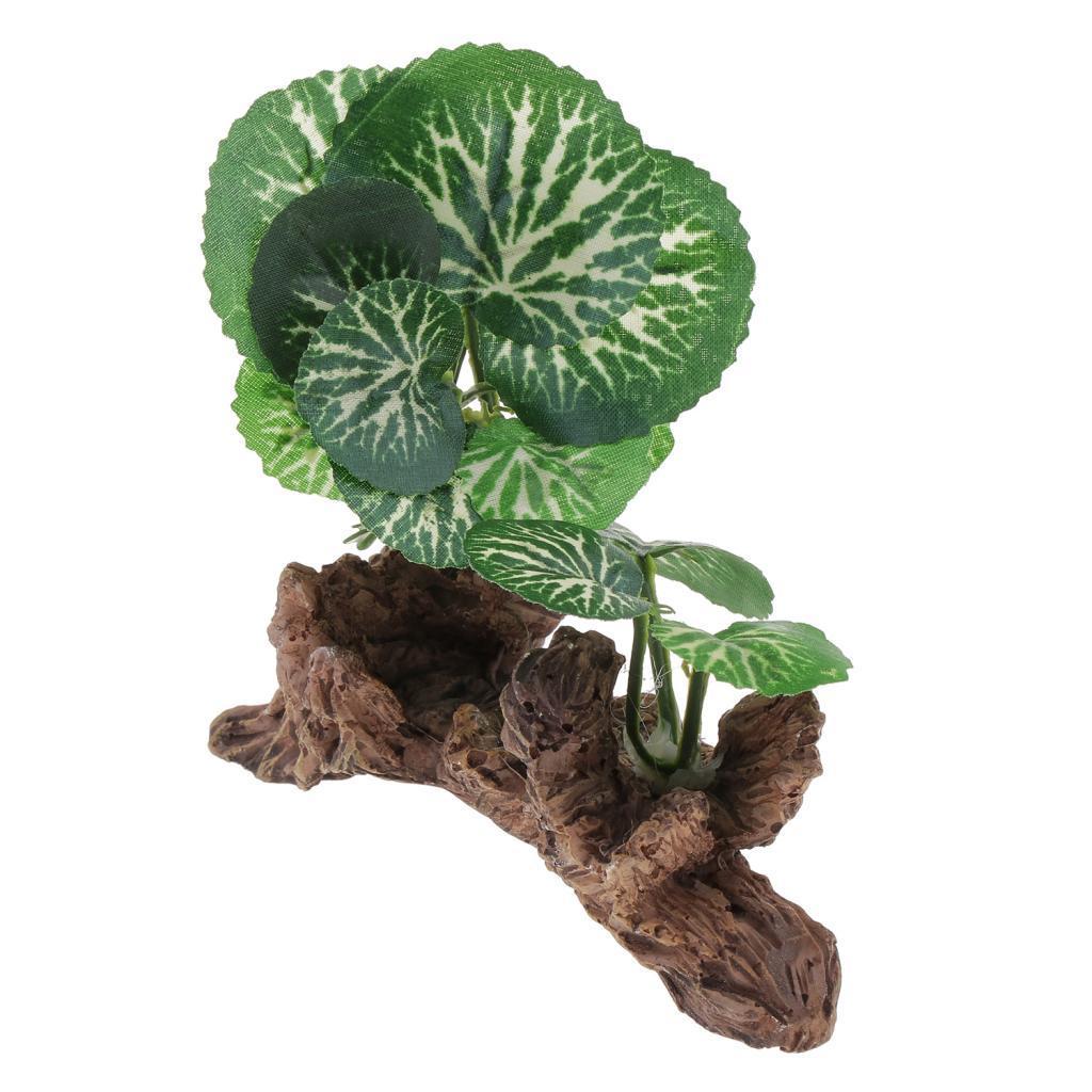 2x Reptile Resin Decor Plant Reptile Hiding Plant Lizard Turtle Habitat