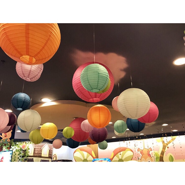 Đèn lồng giấy lụa, nhiều màu sắc, kích cỡ, trang trí nhà cửa, nhà hàng,lễ hội phong cách Nhật Bản