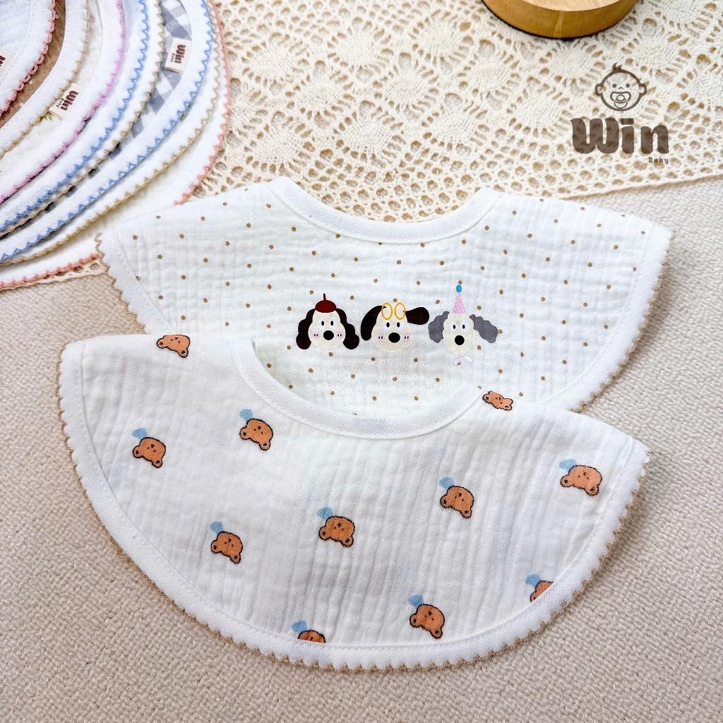 Yếm Vải Xô Muslin Cho Bé 4 Lớp Cao Cấp, khăn yếm quàng đeo cổ cho trẻ sơ sinh, bé trai, bé gái