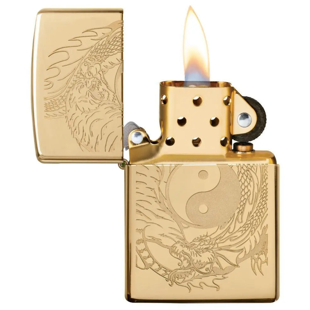 Bật Lửa Zippo Chính Hãng Tiger and Dragon Design - Khắc Hổ Và Rồng Âm Dương Chất Liệu Cao Cấp