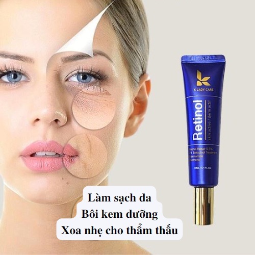Kem Dưỡng Retinol 0.5% K Lady Care 30ml Hàn Quốc Giảm mụn, Giữ Ẩm, Kiềm Dầu Giúp Da Căng Bóng