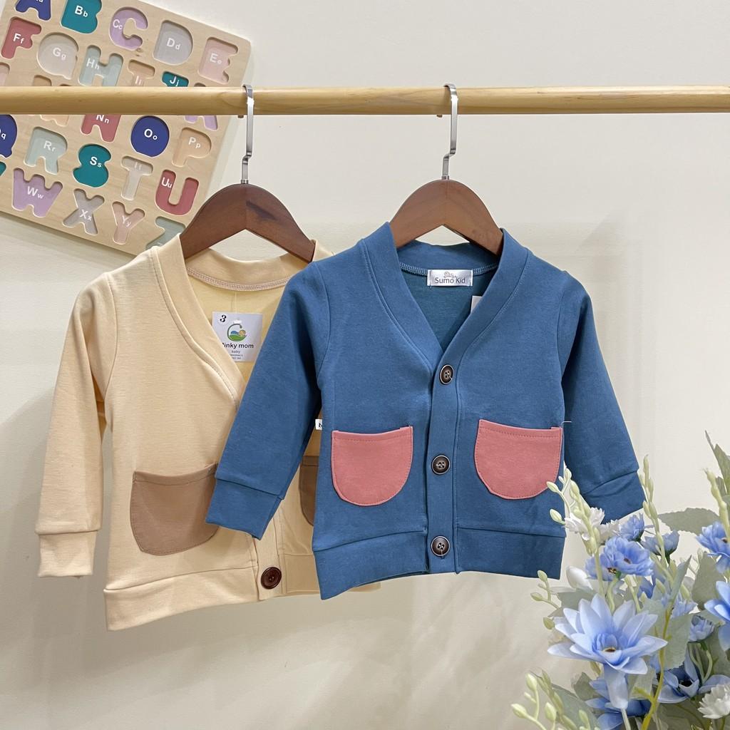 Áo khoác Cotton len mỏng nhẹ cho bé, áo khoác Cardigan cho bé trai và bé gái từ 6-19kg