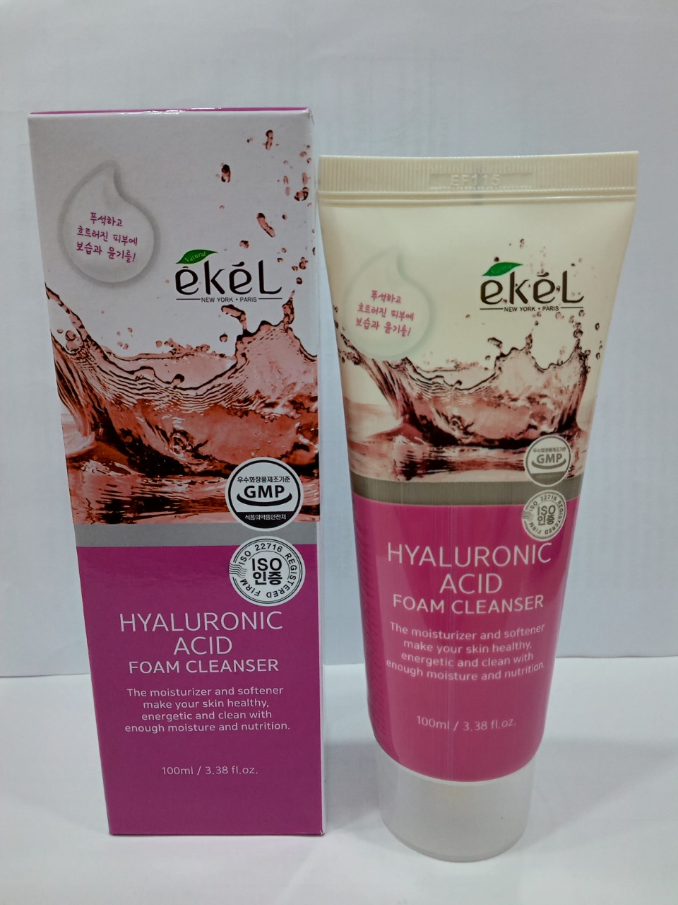 Sữa rửa mặt Hyaluronic Acid - Ekel Foam Cleanser Hyaluronic Acid 100ml (Tặng 2 mặt nạ Jant Blanc)