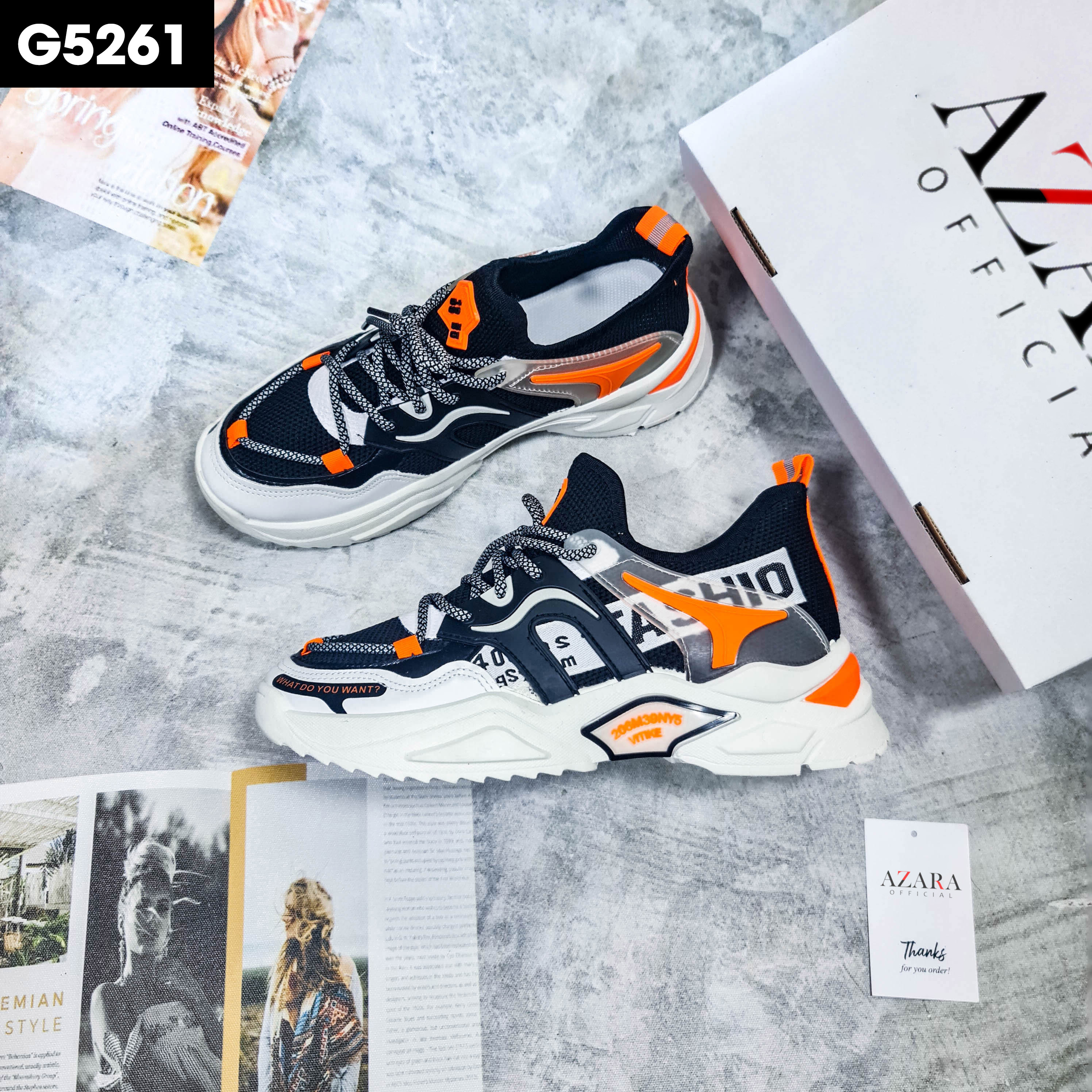 Giày Thể Thao Nam AZARA- Sneaker Màu Đen - Xám, Giày Thể Thao Unisex Dễ Phối Đồ, Đế Êm, Vải Thoáng  - G5261