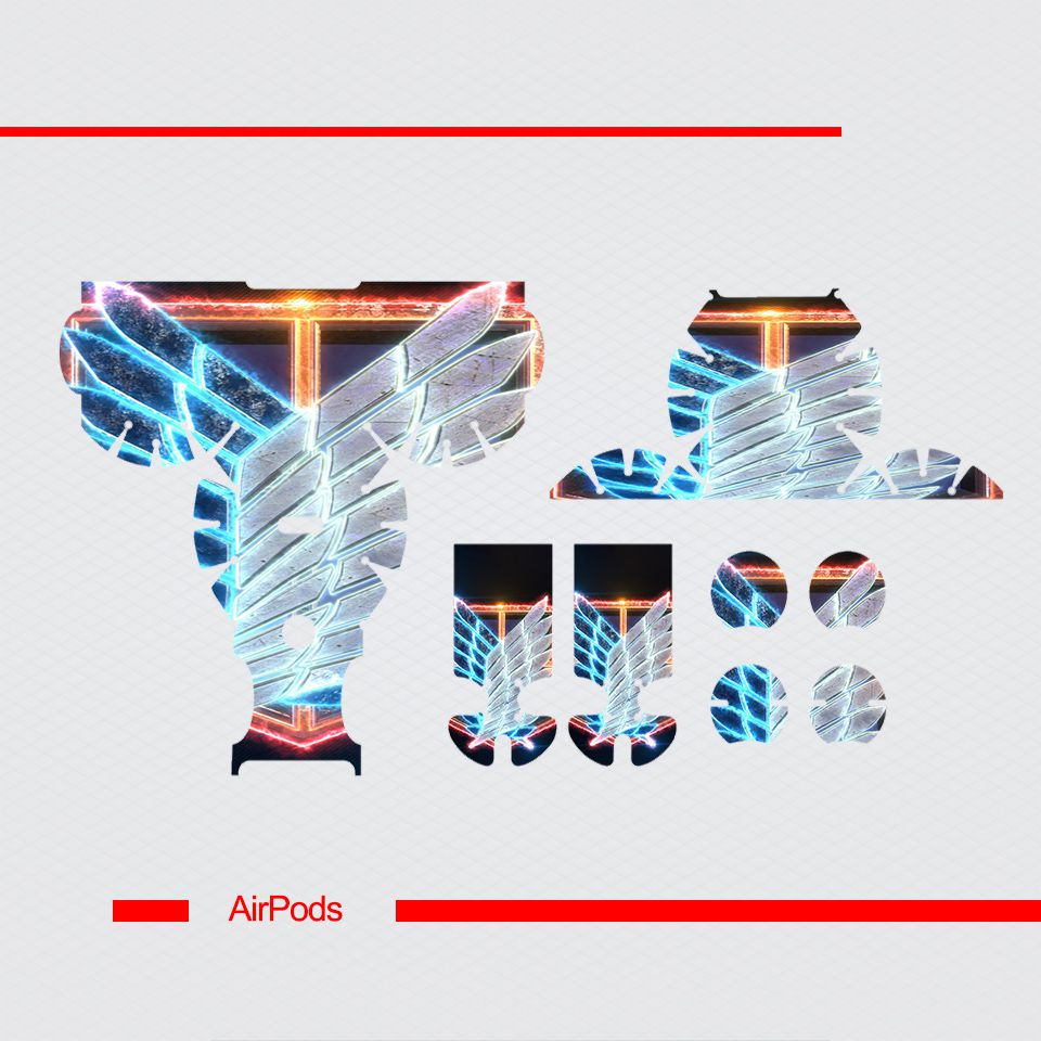 Miếng dán skin chống bẩn cho tai nghe AirPods in hình Attack on Titan - lgo001 (bản không dây 1 và 2)