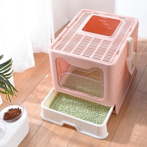 Nhà vệ sinh cho mèo cỡ lớn di động có thể gấp gọn và vận chuyển dễ hàng - Hộp cát cho thú cưng có ngăn kéo tiện lợi