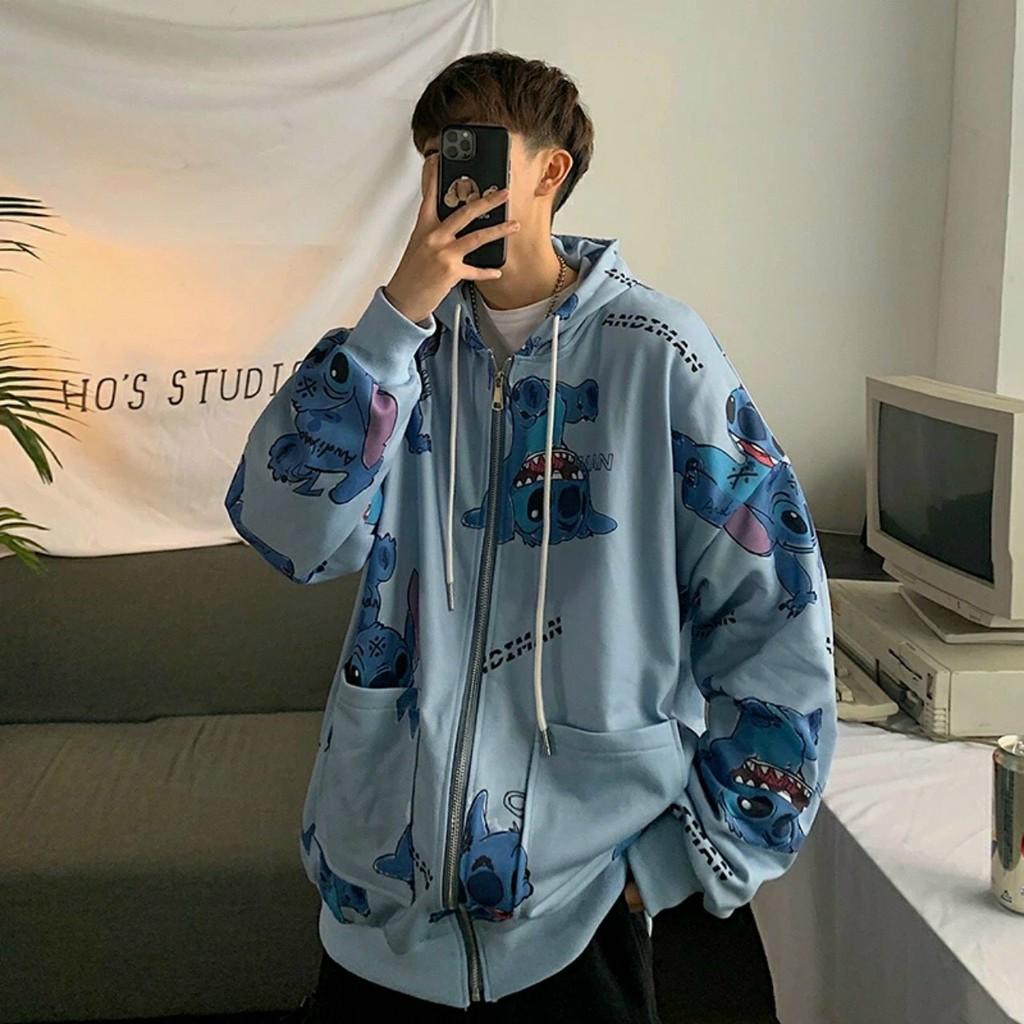 Áo Hoodie Nam Stitch Bigsize - Áo Khoác Nỉ Ulzzang form rộng - Áo khoác nam trơn Uni Mùa Đông