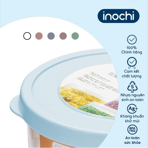 Hộp thực phẩm tròn Inochi Hokkaido 750ml Thân Trắng trong + Nắp Trắng trong/Xanh/Cam/Hồng