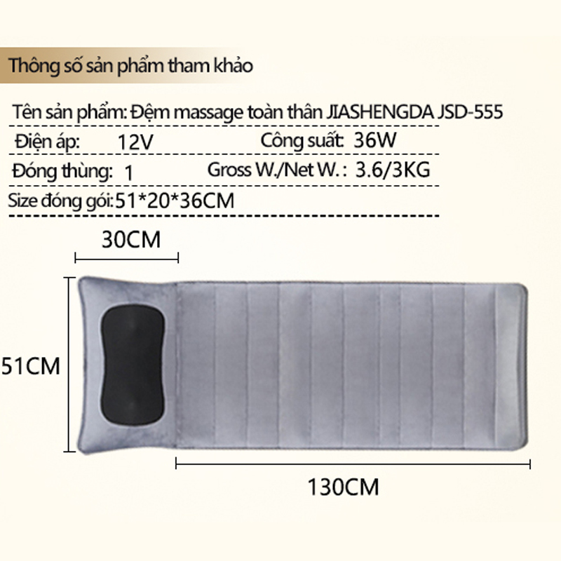 Đệm massage đa năng - Nệm Massage Toàn Thân - Đệm massage máy mát xa thông minh có thể nằm ngồi tựa lưng có chườm nóng