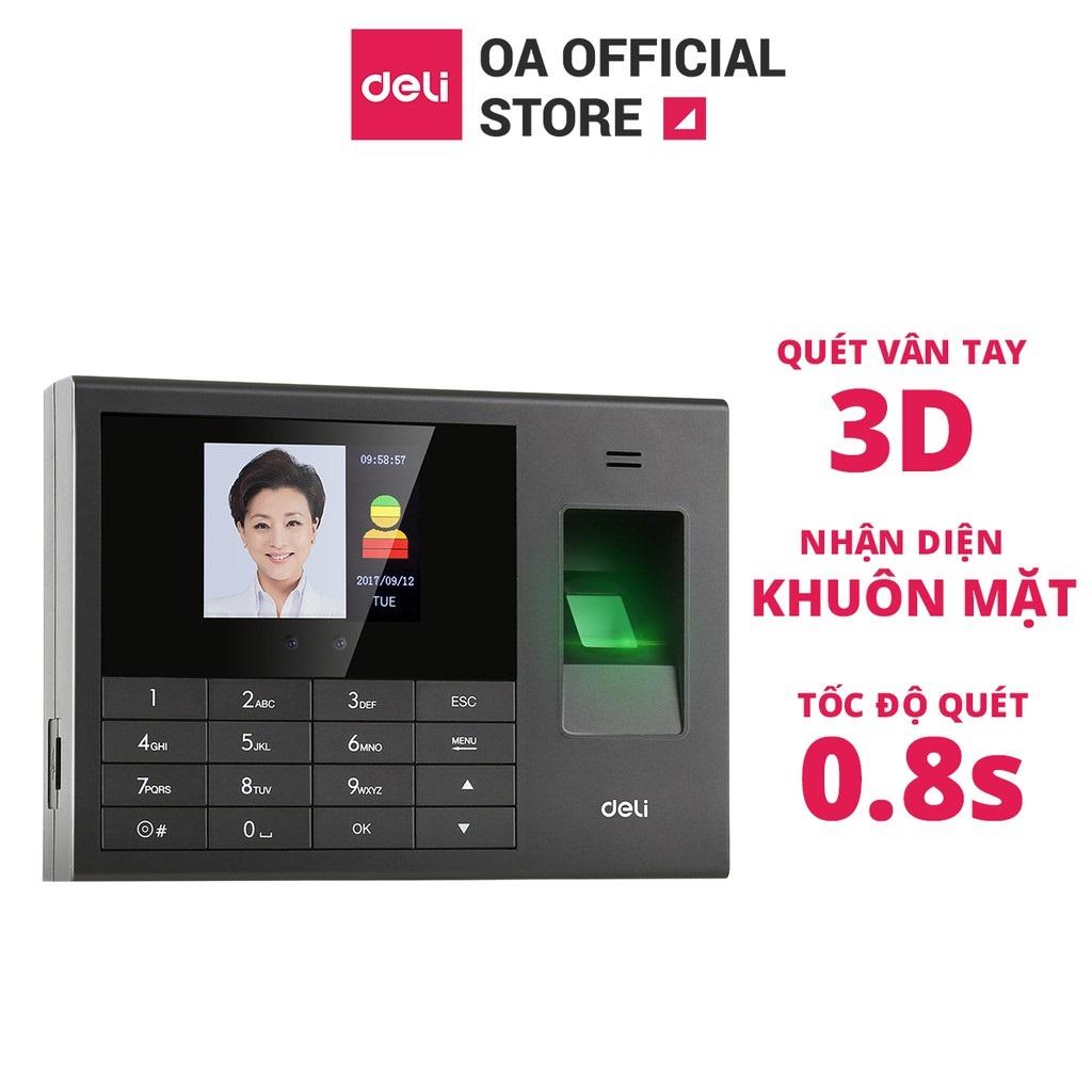 Máy Chấm Công Quét Vân Tay Và Nhận Dạng Khuôn Mặt hàng chính hãng Deli - Màn Hình 2.8inch, Cổng Kết Nối USB - Nhiều Ngôn Ngữ - E3765