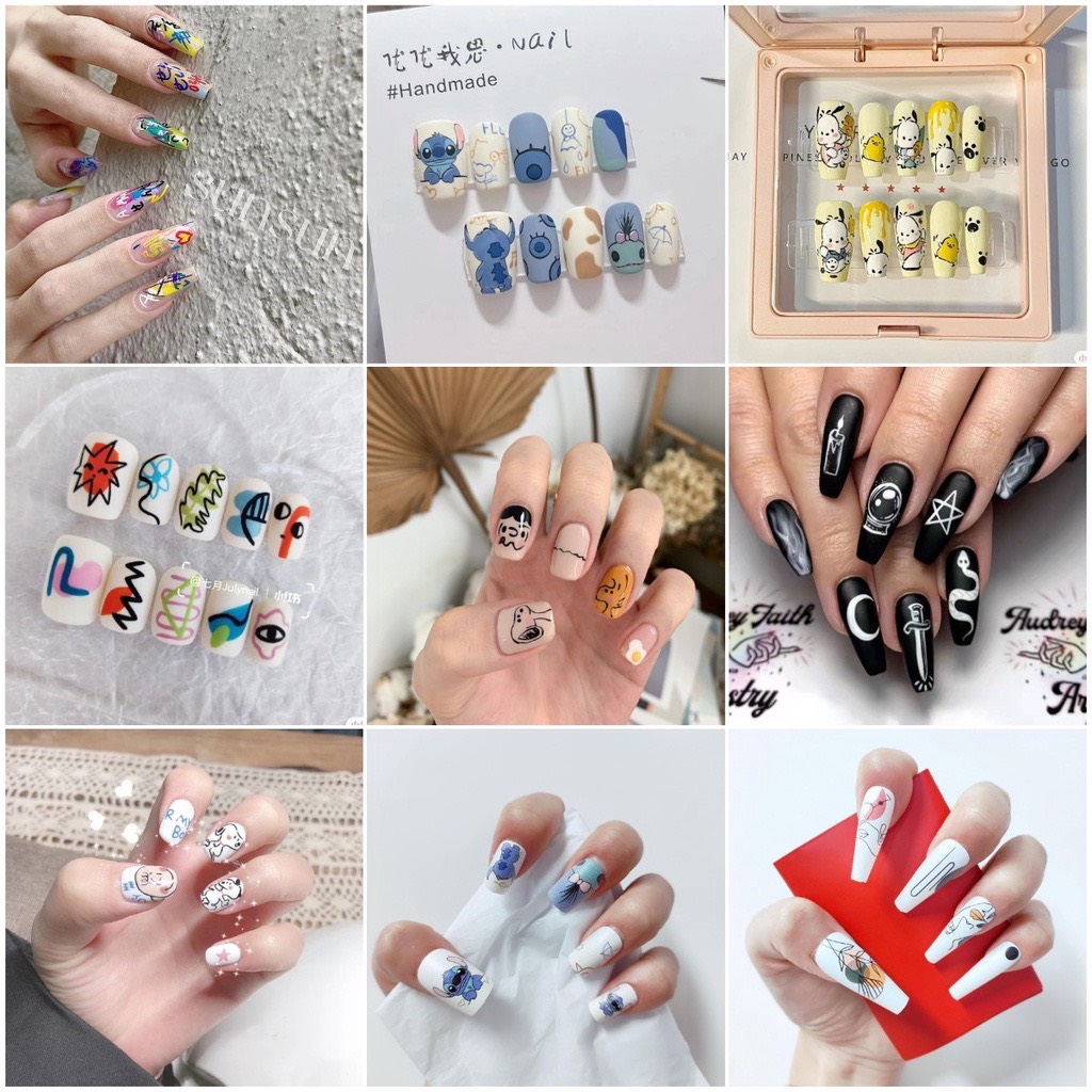 Bộ 24 Móng Tay Giả Kiểu Dáng Dễ thương Hoạt Hình
