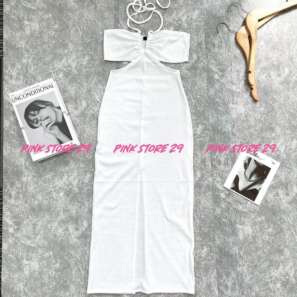 Đầm Dài Body Cổ Dây PINKSTORE29, Dáng Ôm Khoét Eo Gợi Cảm D093