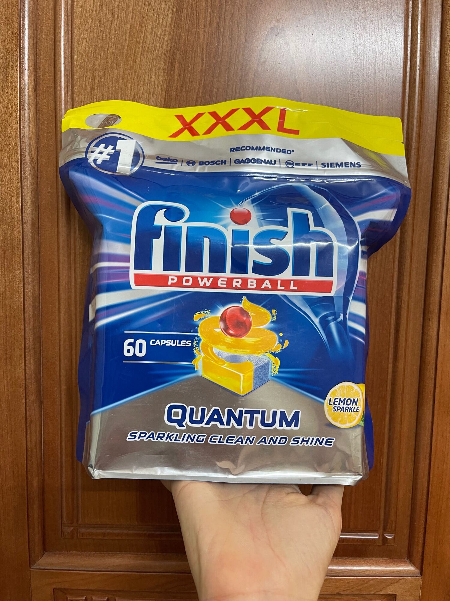 Túi 60 viên rửa chén Finish Quantum Max Dishwasher Tablets Apple&Lime PTT025461 - hương chanh, táo