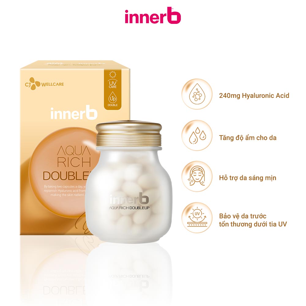 Bộ đôi thực phẩm bảo vệ sức khỏe giúp giữ ẩm & làm đẹp da InnerB (Aqua Rich 56 viên +Aqua Bank 56 viên) - Sản Phẩm Chính Hãng