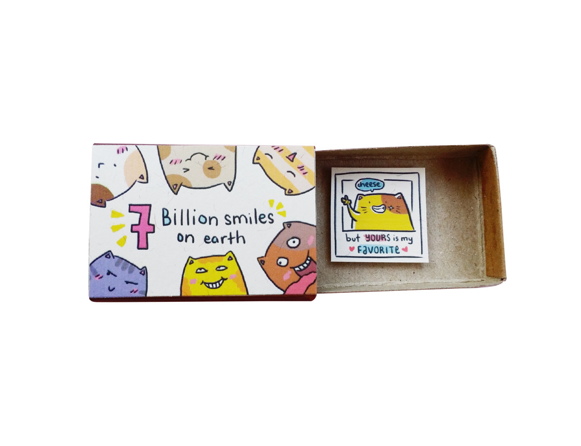 Thiệp Tình yêu Hộp diêm  &quot;7 billion smiles on Earth&quot; - LV129