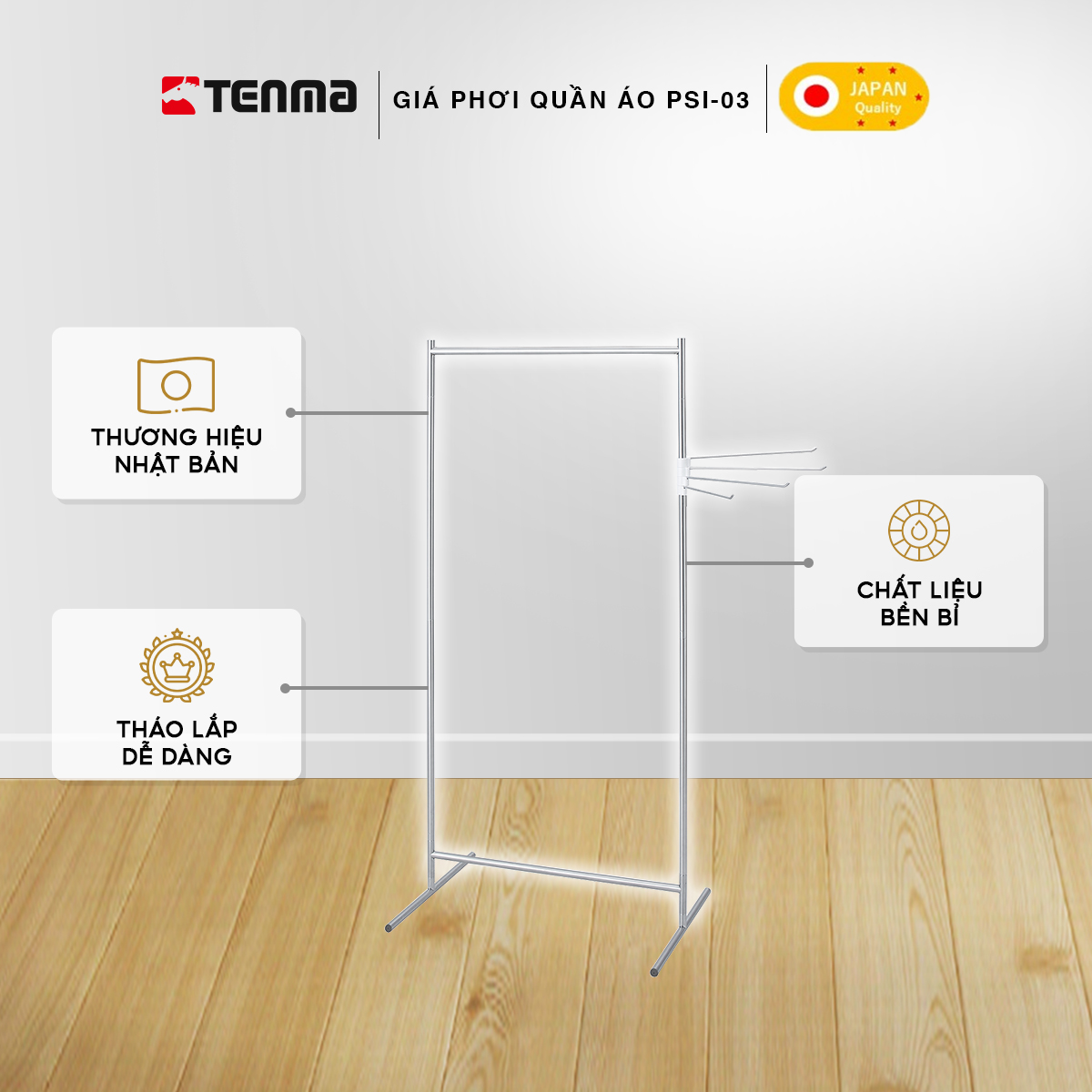 Giá Phơi Quần Áo Tiện Lợi Bằng Thép Không Gỉ TENMA, PSI-03