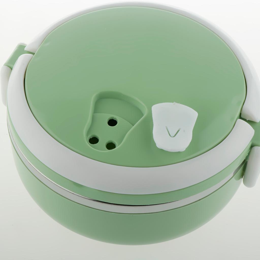 2X Student Stainless Steel Thermal Lunch Box Portable Tiffin Bento Box Green