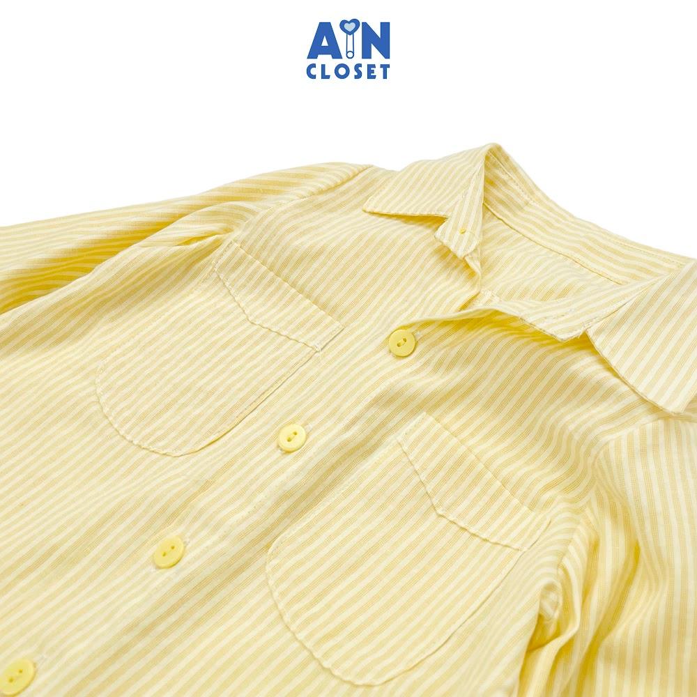 Áo sơ mi dài tay bé trai họa tiết Sọc Vàng cotton - AICDBTVHHSZQ - AIN Closet