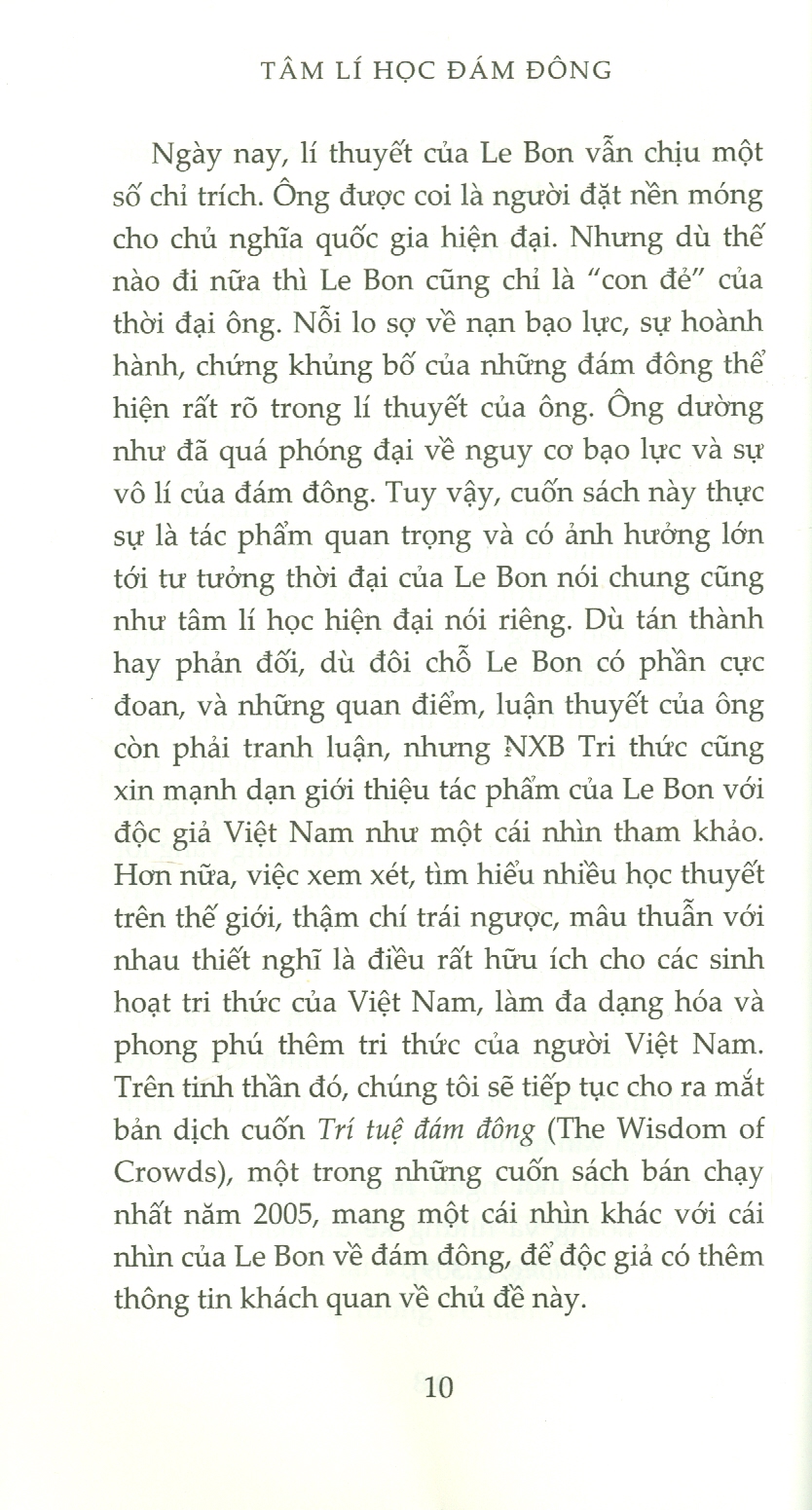 TÂM LÍ HỌC ĐÁM ĐÔNG - Cùng Tâm Lí Đám Đông Và Phân Tích Cái Tôi Của Của S. FREUD - Tủ Sách Tinh Hoa