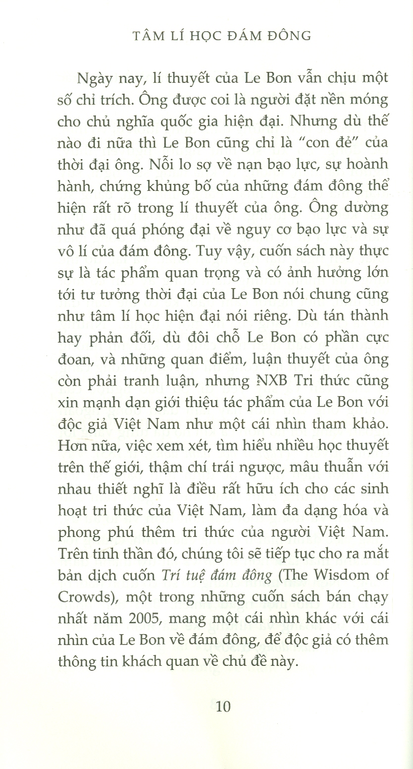 TÂM LÍ HỌC ĐÁM ĐÔNG - Cùng Tâm Lí Đám Đông Và Phân Tích Cái Tôi Của Của S. FREUD (Tái bản lần thứ mười bốn - năm 2022) - Tủ Sách Tinh Hoa