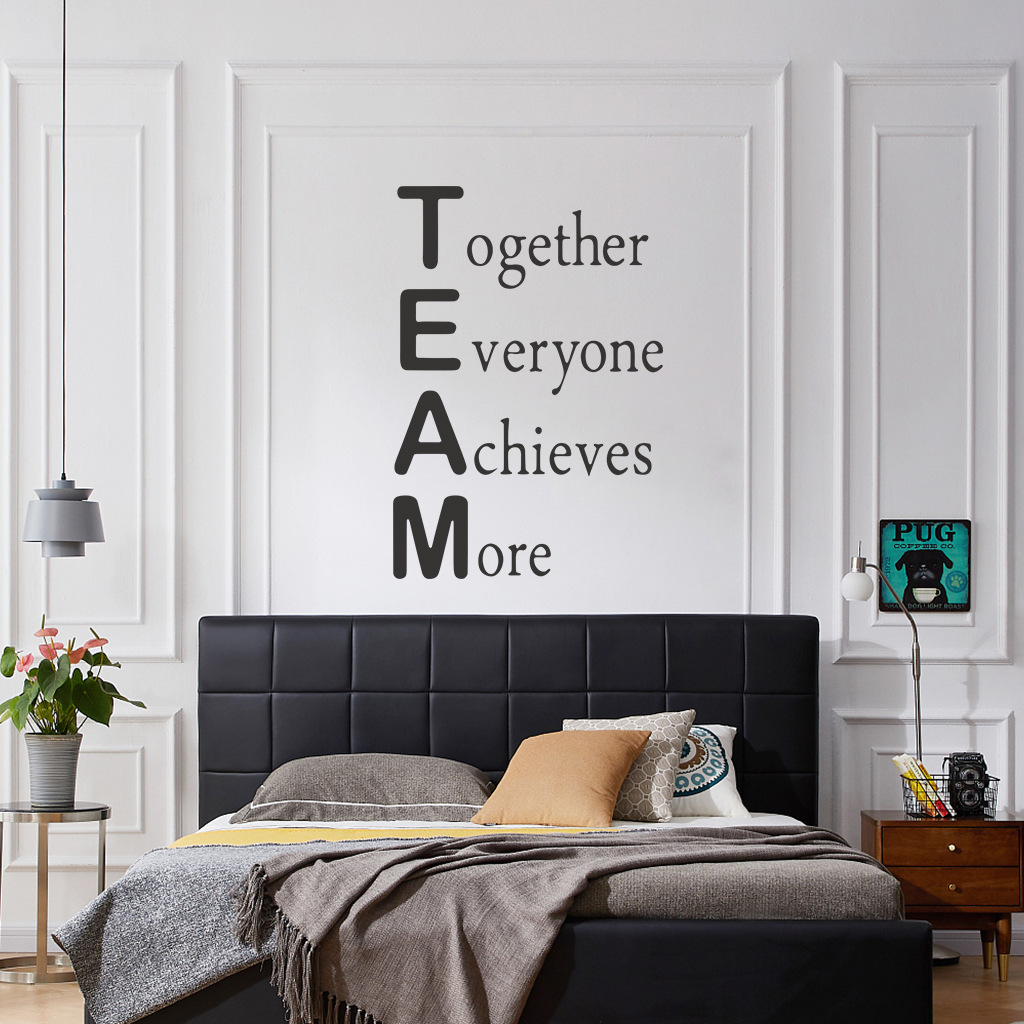 Decal dán trang trí văn phòng, phòng làm việc Tiếng anh ý nghĩa - TEAM Together Everyone Achieves More (40 x 58 cm)