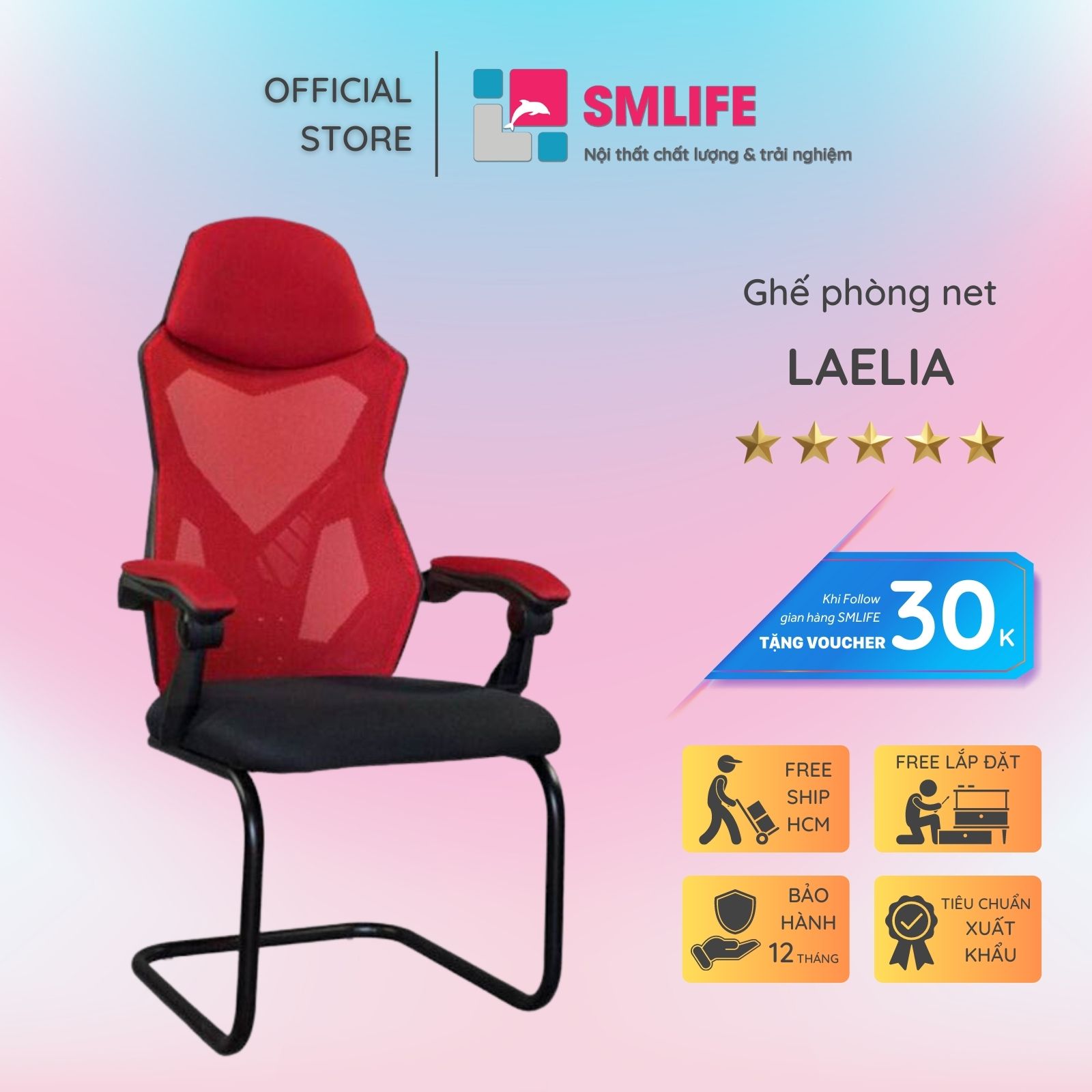 Ghế phòng net chân quỳ lưng cao SMLIFE Laelia