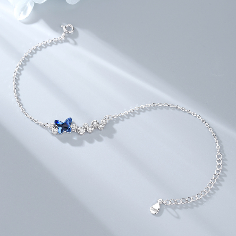 Vòng Tay Nữ Bạc S925 Hồ Điệp Đá Sapphire Xanh Sáng Trọng L2563 - Bảo Ngọc Jewelry