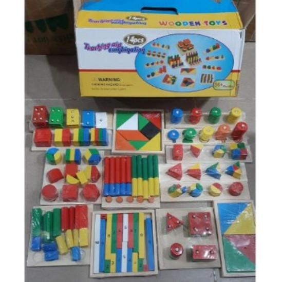 Bộ Montessori 14 món đồ chơi gỗ thông minh