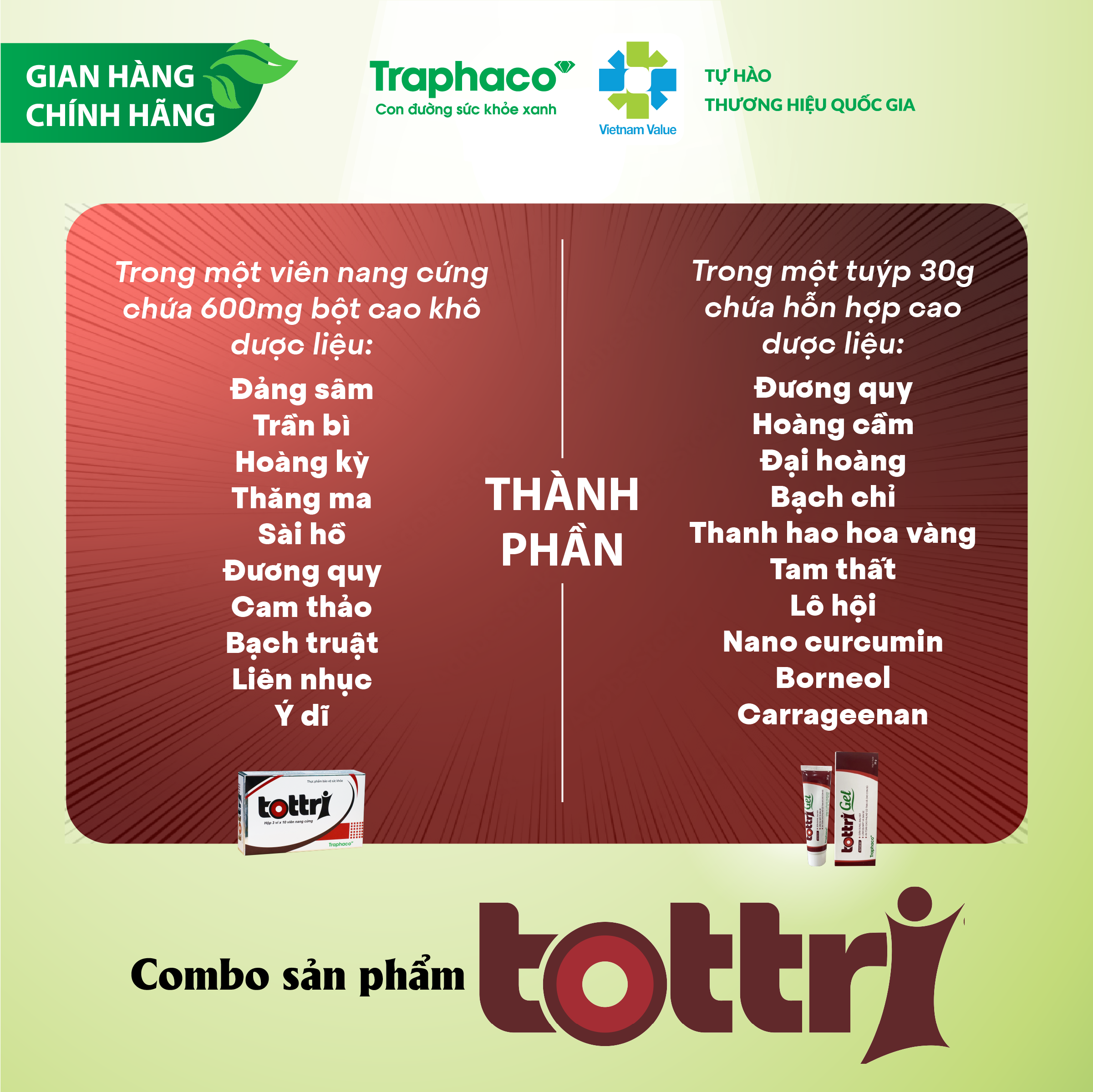 Combo Tottri Traphaco Giảm Đau Rát , Giảm Sưng , Co Búi Trĩ Giảm Chảy Máu Tác Dụng Nhanh Mạnh