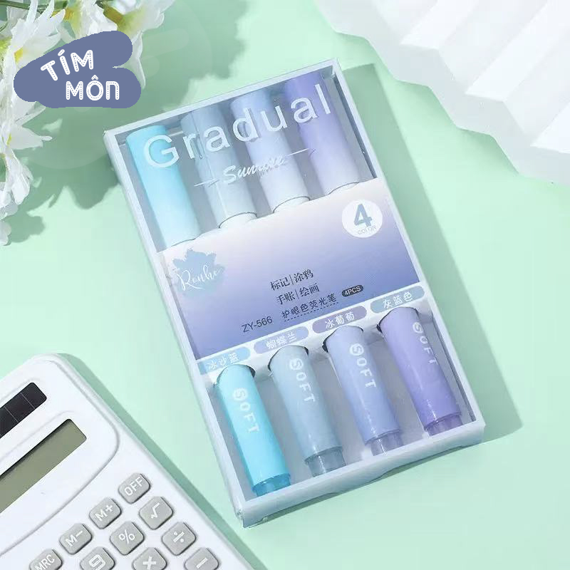 SET 4 CÂY BÚT DẠ QUANG HIGHLIGHT MÀU PASTEL
