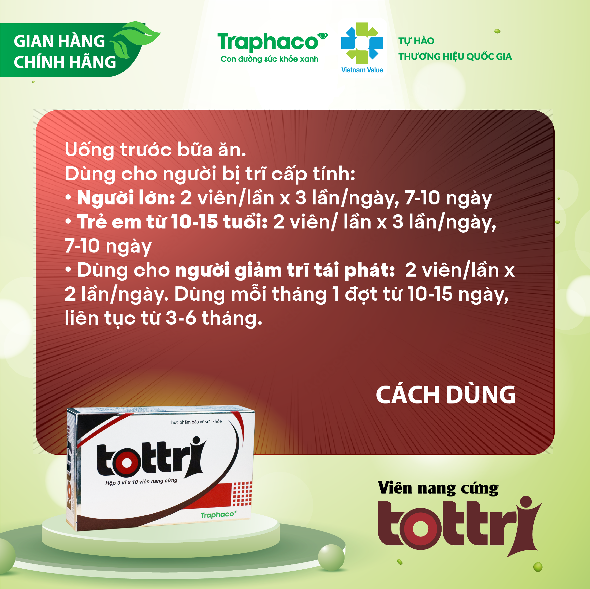 Combo Tottri Traphaco Giảm Đau Rát , Giảm Sưng , Co Búi Trĩ Giảm Chảy Máu Tác Dụng Nhanh Mạnh