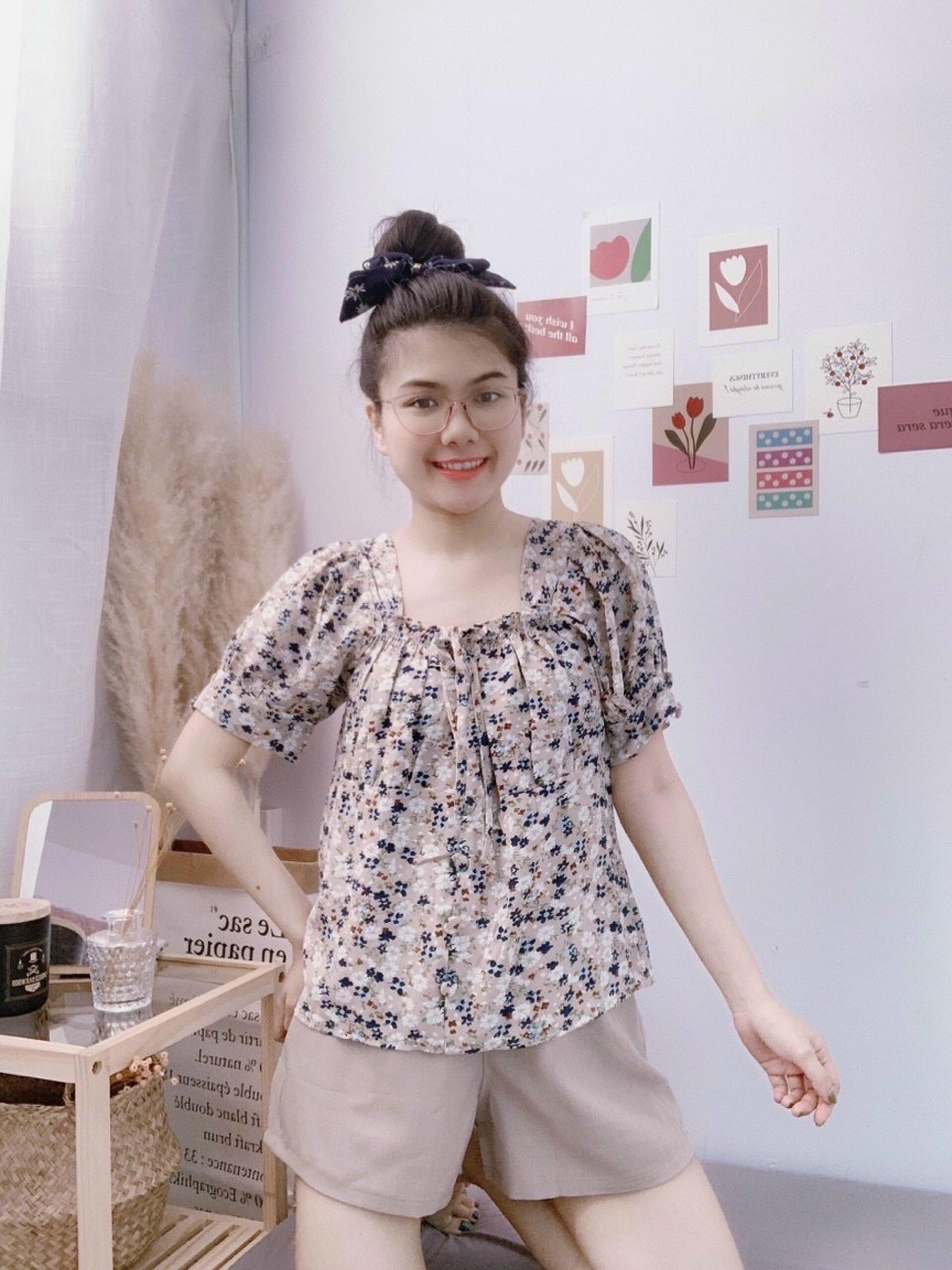 Bộ đồ ngủ - đồ bộ mặc nhà hoa kèm nơ trước ngực đủ màu