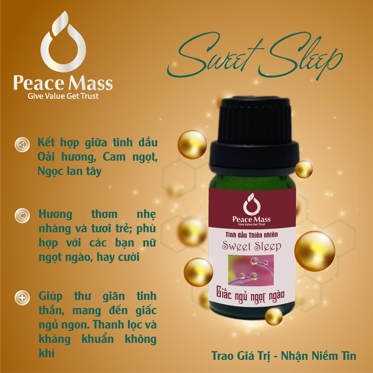 Hình ảnh Tinh dầu Giấc ngủ ngọt ngào Peace Mass dùng cho máy xông 10ml