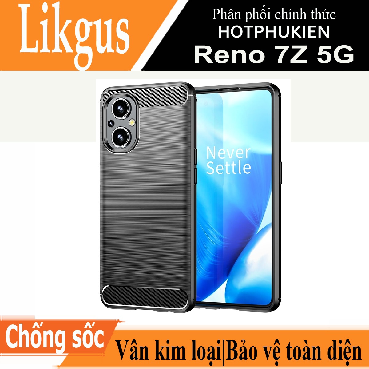 Ốp lưng chống sốc vân kim loại cho Oppo Reno 7Z 5G hiệu Likgus - hàng nhập khẩu