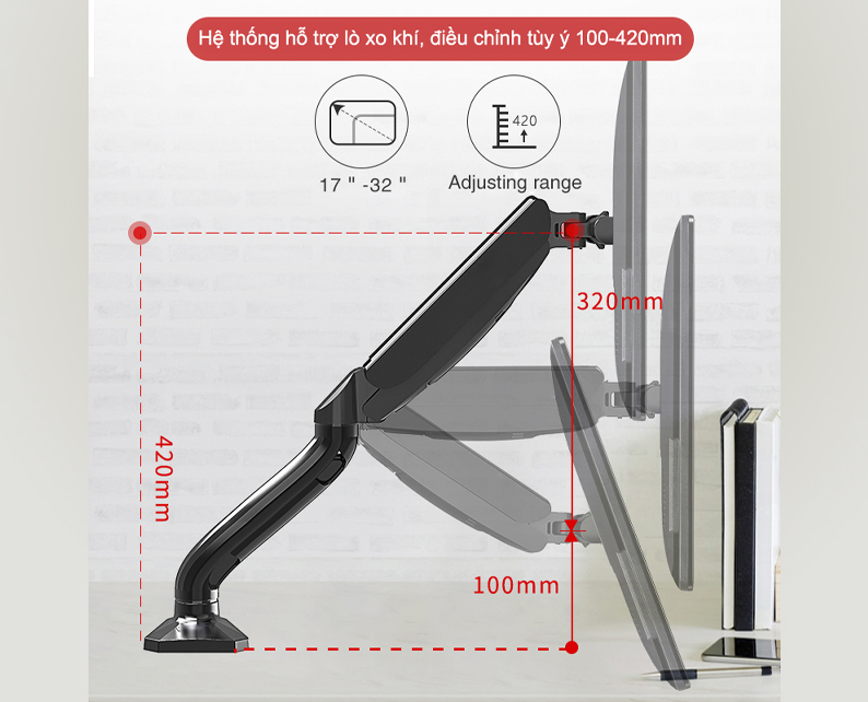 GIÁ TREO MÀN HÌNH MÁY TÍNH KALOC DS90( 17 ''-32'') ARM MONITOR