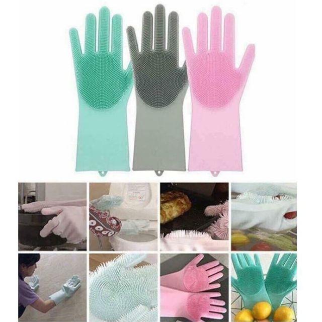 Combo 2 Găng tay rửa chén bát Silicon mềm mại (1 đôi)