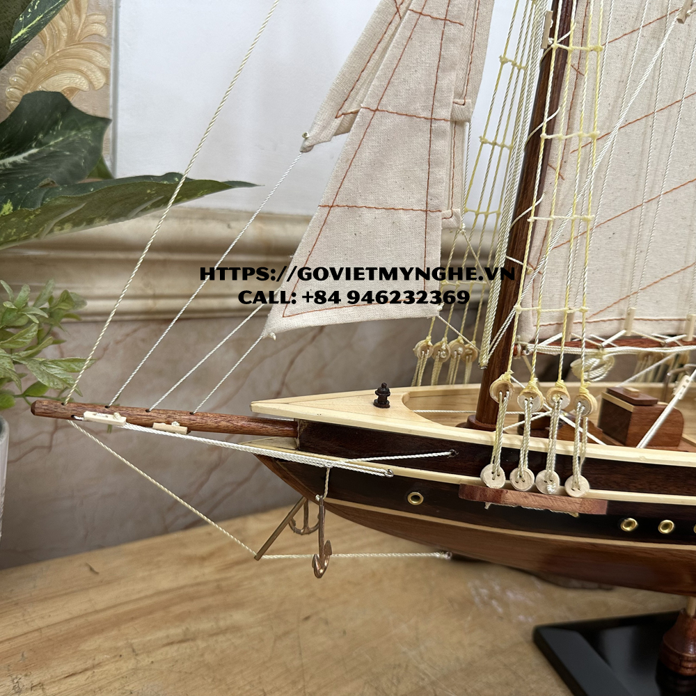 Mô hình du thuyền gỗ trang trí du thuyền Atlantic - Quà tặng mỹ nghệ trang trí-Thân tàu dài 60cm -Gỗ tự nhiên