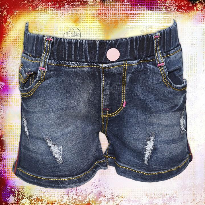 Quần short jean thun rách cho bé gái size nhí